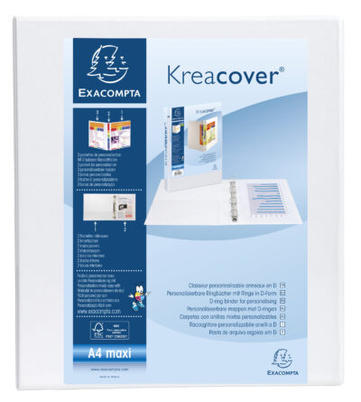 Exacompta Kreacover Presentation Ring Binder PVC 2 D-Ring A4 40mm Rings White (Pack 10) – 51823E