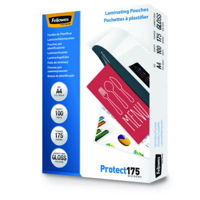 Fellowes Laminating Pouch A4 2×175 Micron Gloss (Pack 100) 5308703