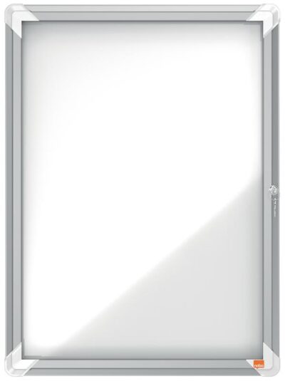 Nobo Premium Plus Outdoor Lockable Magnetic Whiteboard Display Case Aluminium Frame 4 x A4 White 494x668mm 1902577