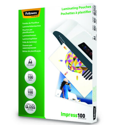 Fellowes Laminating Pouch A4 2×100 Micron Gloss (Pack 100) 5351111