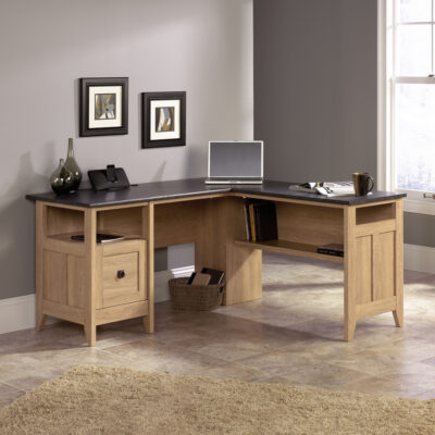 Home Study Home Office L-Shaped Desk Dover Oak with Slate Finish - 5412320