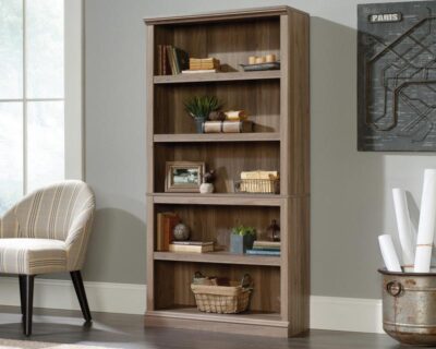 Barrister Home 5 Shelf Bookcase with 3 Adjustable Shelves W896 x D336 x H1772mm Salt Oak – 5420173