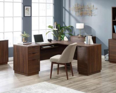 Elstree Home Office L-Shaped Desk Spiced Mahogany - 5426914