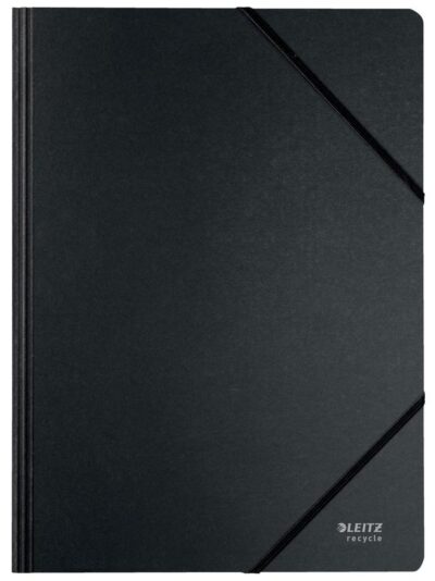 Leitz Recycle Card Folder With Elasticated Bands A4 Black (Pack 10) 39080095
