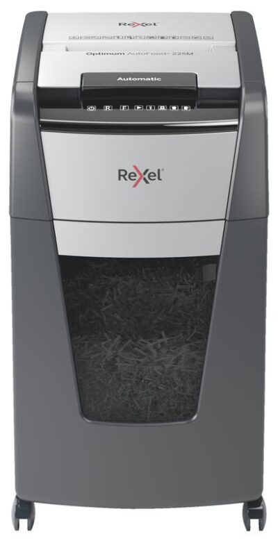 Rexel Optimum AutoFeed Plus 225M Micro Cut Shredder 60 Litre 225 Sheet Automatic/8 Sheet Manual Black 2020225M
