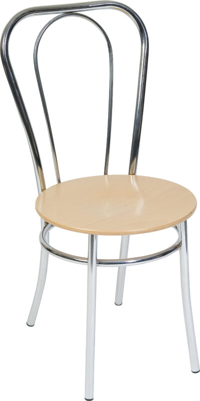 Bistro Deluxe Chair Solid Wood Seat with Chrome Frame (Each) – 6450