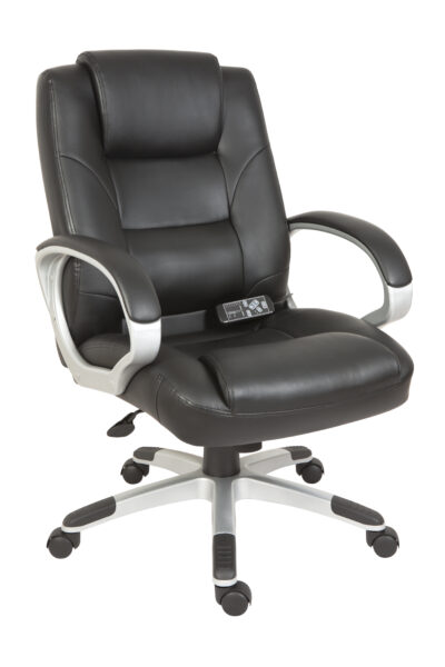 Lumbar Massage Faux Leather Executive Office Chair Black - 6905