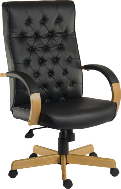 Warwick Noir Bonded Leather Faced Executive Office Chair Black - 6928