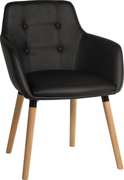 Contemporary 4 Legged Upholstered Reception Chair Black (Pack 2) – 6929PU-BLACK
