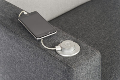 Cube Modular Fabric Armrest with USB Left Arm Only Dark Grey – 6972L