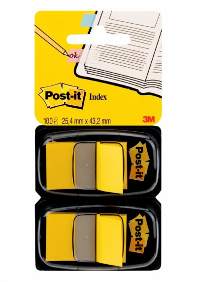 Post-It Index Dispenser Dual Pack Repositionable 25x43mm 2×50 Tabs Yellow (Pack 100) 680-Y2EU – 7000047707
