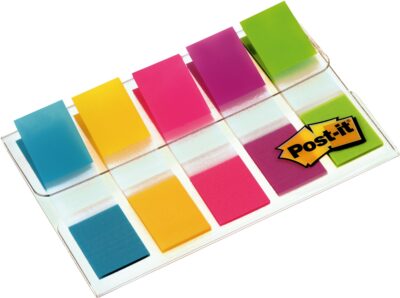 Post-it Index Flags Repositionable 12x43mm 5x20 Tabs Bright Assorted Colours (Pack 100) 683-5CB - 7000101800