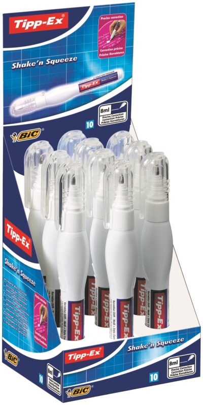 Tipp-Ex Shake and Squeeze Correction Fluid Pen 8ml White (Pack 10) 802423 – 8024223