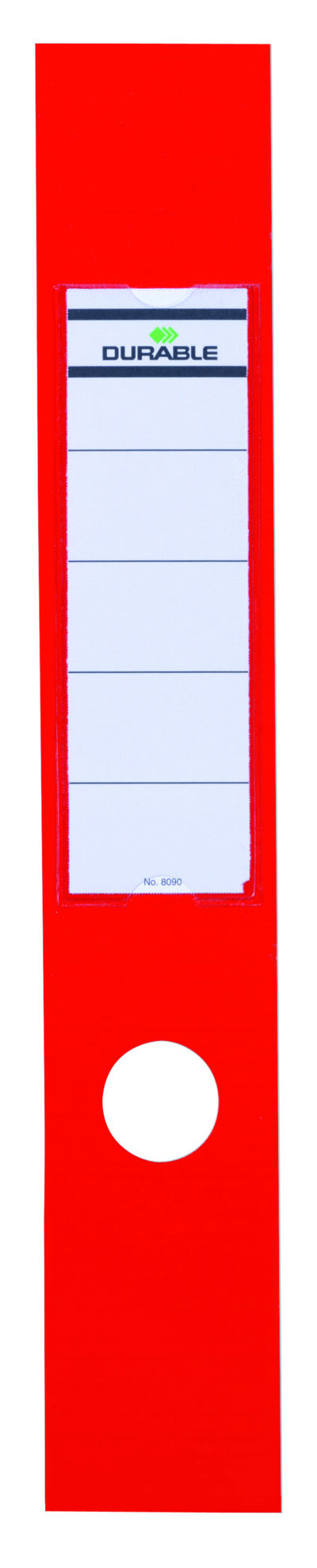 Durable Ordofix Lever Arch File Spine Label PVC 60x390mm Red (Pack 10) – 809003