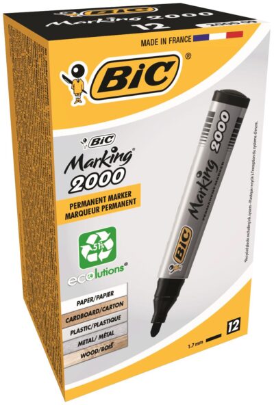 Bic Marking 2000 Permanent Marker Bullet Tip 1.7mm Line Black (Pack 12) – 8209153