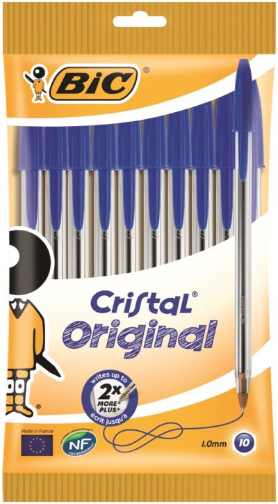 Bic Cristal Ballpoint Pen 1.0mm Tip 0.32mm Line Blue (Pack 10) - 830863