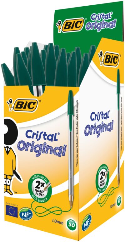 Bic Cristal Ballpoint Pen 1.0mm Tip 0.32mm Line Green (Pack 50) - 8373629