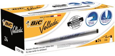 Bic Velleda 1721 Whiteboard Marker Bullet Tip 1.5mm Line Black (Pack 24) - 841842