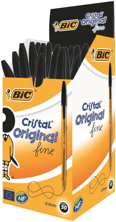 Bic Orange Ballpoint Pen 0.8mm Tip 0.30mm Line Black (Pack 50) - 872731