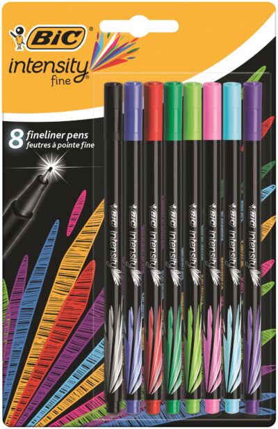 Bic Intensity Fineliner Pen 0.8mm Tip 0.4mm Line Assorted Colours (Pack 8) – 942075