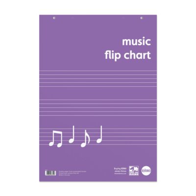 Rhino A1 Educational Music Flipchart Pad 30 Leaf 20 Music 5 Stave Ruling with Plain Reverse (Pack 5) – REMFC-0