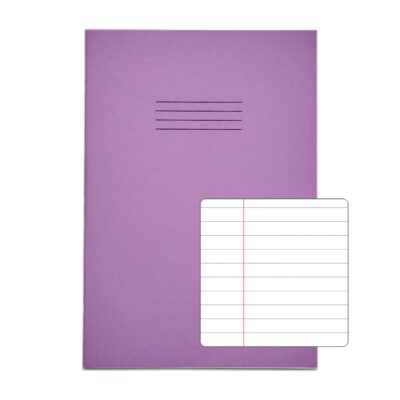 Rhino A4 Exercise Book 48 page Feint Ruled 8mm With Margin Purple (Pack 100) - VEX681-42-8