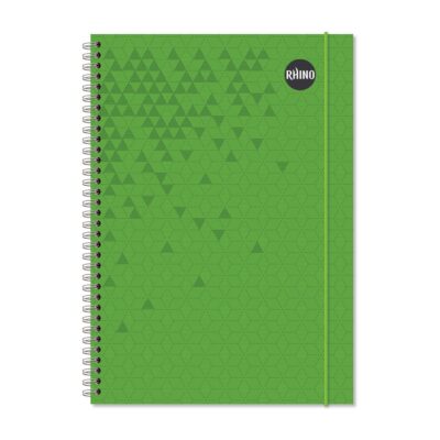 Rhino A4 Polypropylene Notebook With Elastic Band 200 Page Feint Ruled 8mm Green (Pack 6) - RNSE8-6