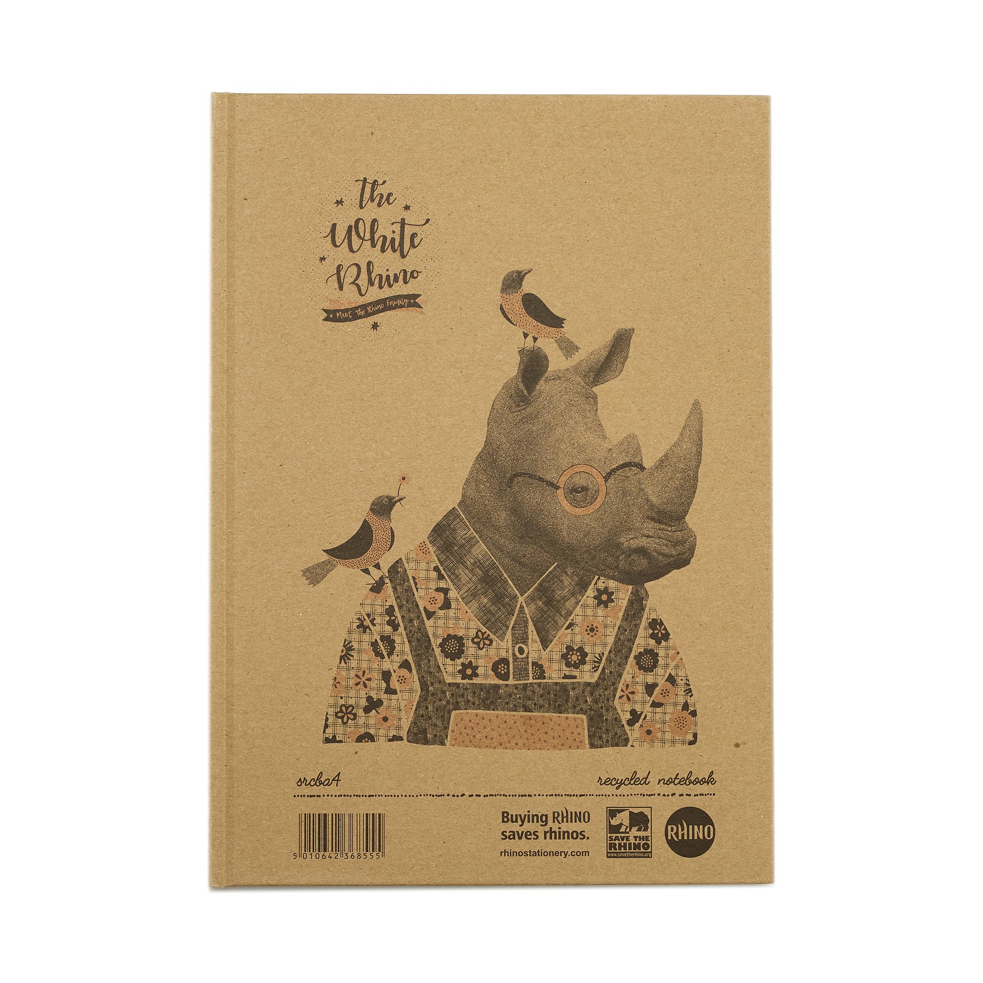 Save The Rhino Recycled Casebound Notebook 160 Pages (Pack 5) SRCBA4