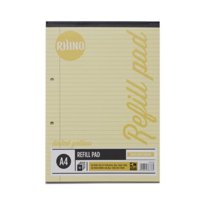 Rhino A4 Special Refill Pad 50 Leaf Feint Ruled 8mm With Margin Yellow Tinted Paper (Pack 6) – HAYFM-6