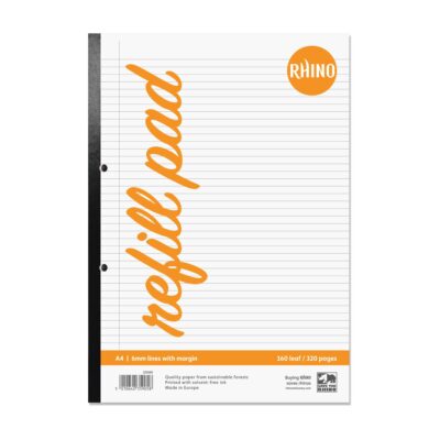Rhino A4 Refill Pad 320 Page Feint Ruled 6mm With Margin (Pack 3) – SDNM-2