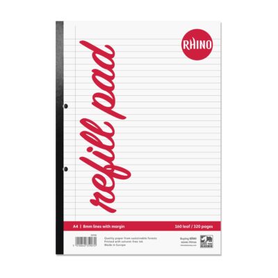 Rhino A4 Refill Pad 320 Page Feint Ruled 8mm With Margin (Pack 3) – SDFM-6