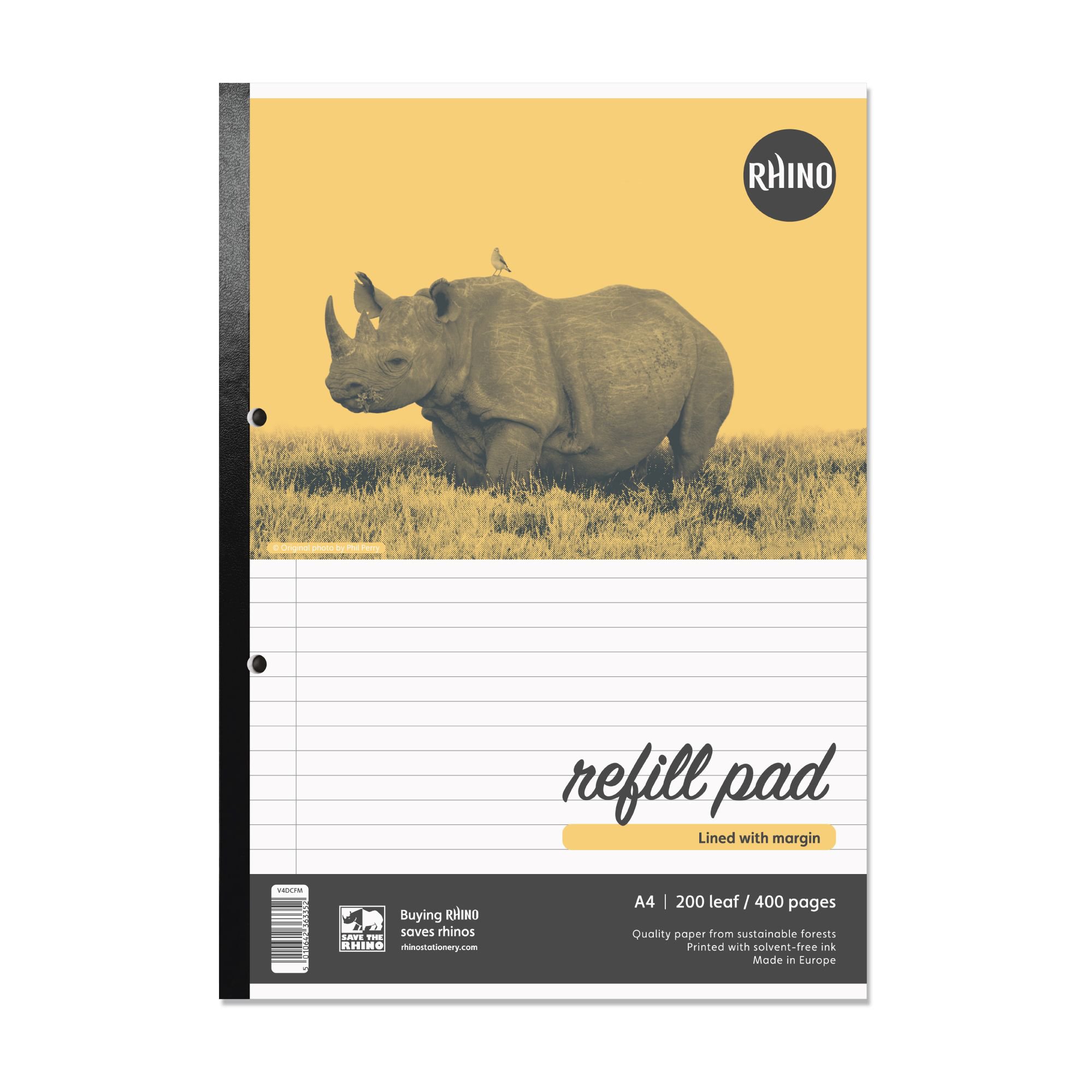Rhino A4 Refill Pad 400 Page Feint Ruled 8mm With Margin (Pack 5) - V4DCFM-0
