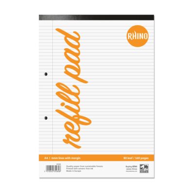 Rhino A4 Refill Pad 160 Page Feint Ruled 6mm With Margin (Pack 6) – HANM-4