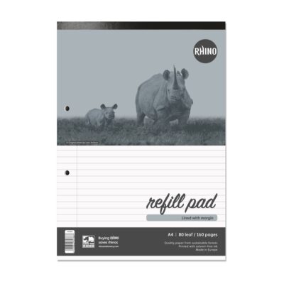 Rhino A4 Refill Pad 160 Page Feint Ruled 8mm With Margin (Pack 10) – V4FMH-4