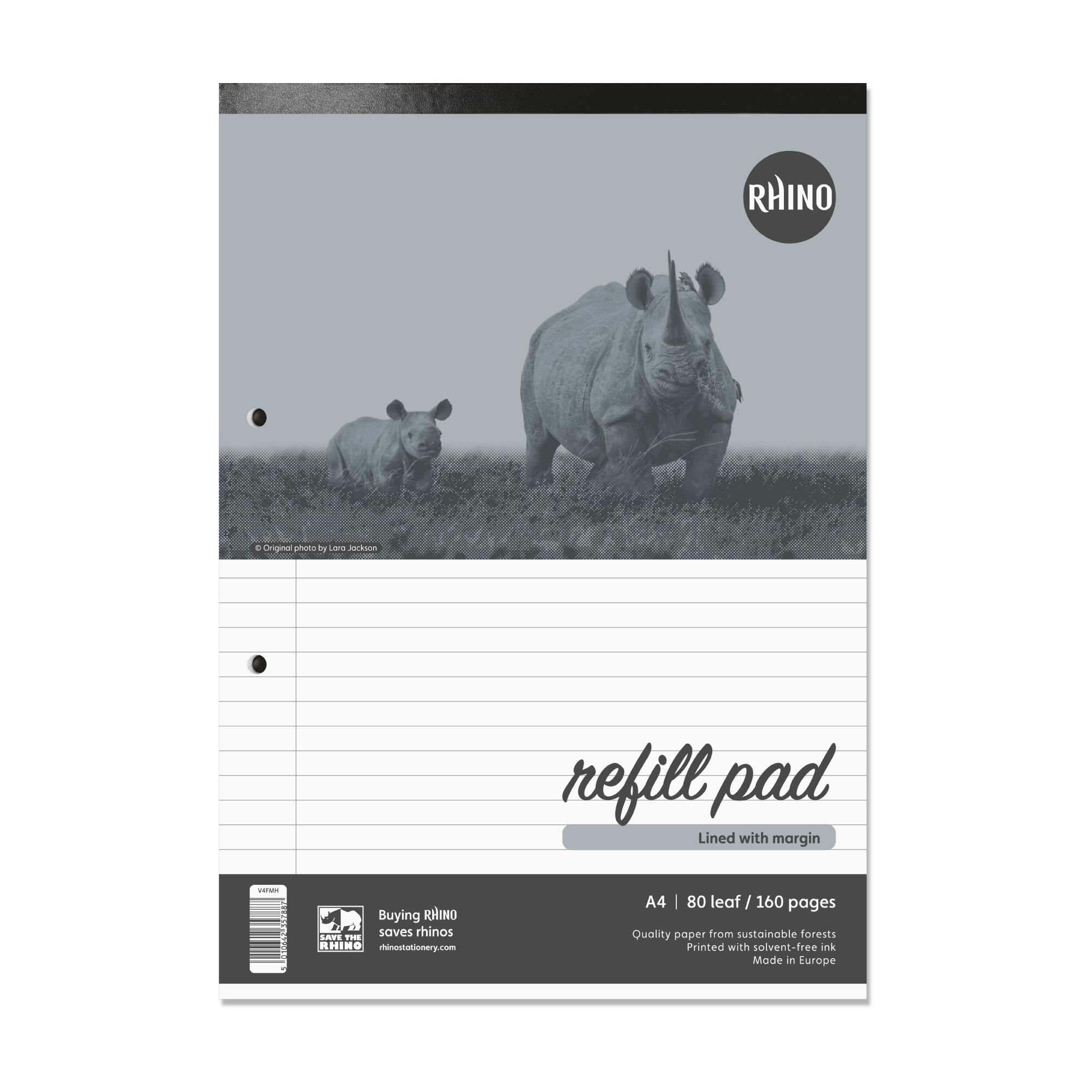 Rhino A4 Refill Pad 160 Page Feint Ruled 8mm With Margin (Pack 10) - V4FMH-4
