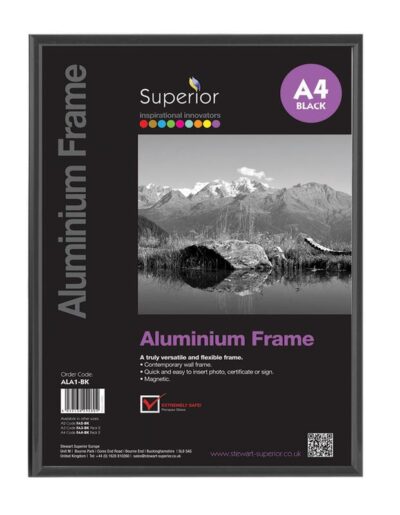 Brushed Aluminium Frame A4 Black - ALA4-BK