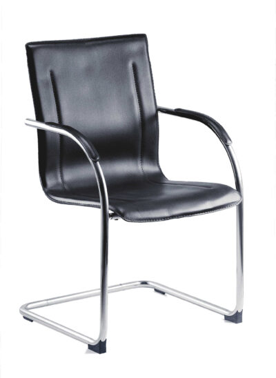 Guest Leather Effect Cantilever Chair Black – B9530
