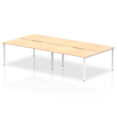 Evolve Plus 1600mm Back to Back 4 Person Desk Maple Top White Frame BE229