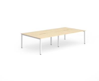 Evolve Plus 1400mm Back to Back 4 Person Desk Maple Top White Frame BE234