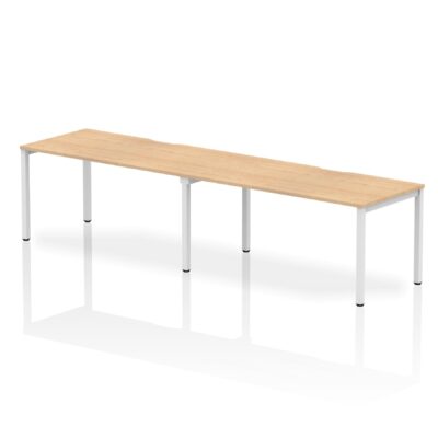 Dynamic Evolve Plus 1600mm Single Row 2 Person Desk Maple Top White Frame BE349