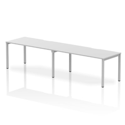Dynamic Evolve Plus 1600mm Single Row 2 Person Desk White Top Silver Frame BE366