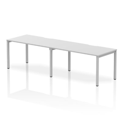 Dynamic Evolve Plus 1400mm Single Row 2 Person Desk White Top Silver Frame BE371