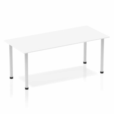 Impulse 1800mm Straight Table White Top Silver Post Leg BF00175