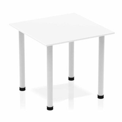 Impulse 800mm Square Table White Top Silver Post Leg BF00203