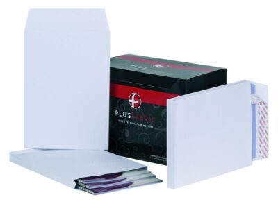 Plus Fabric Pocket Gusset Envelope C4 Peel and Seal Plain Power-Tac 25mm Gusset 120gsm White (Pack 100) – C26766