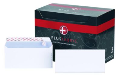 Plus Fabric Wallet Envelope DL Peel and Seal Plain Easy Open Power-Tac 120gsm White (Pack 500) – E27370