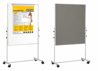 Bi-Office Mobile Duo Melamine Non Magnetic Whiteboard/Grey Felt Noticeboard Easel 700x1200mm – EA4726075