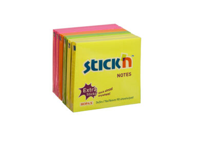 ValueX Extra Sticky Notes 76x76mm 90 Sheets Neon Colours (Pack 6) EH7648 – 21679