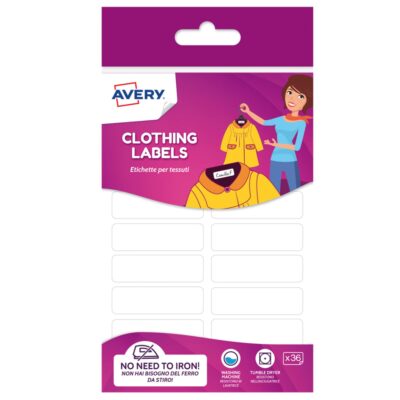 Avery Clothing Labels 45x13mm White (Pack 36) – ETVET36.UK