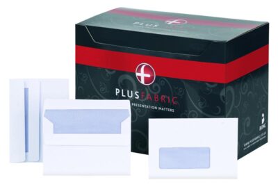 Plus Fabric Wallet Envelope C6 Self Seal Window 120gsm White (Pack 500) – F22670